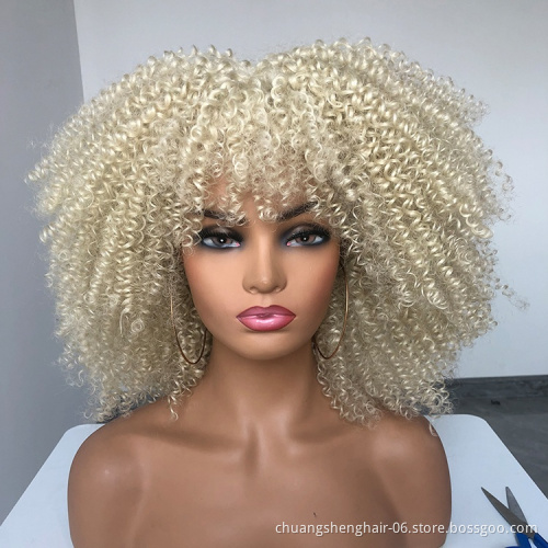 Cheap Wholesale Non Lace braided ombre blend for black women heat resistance fiber colorful bob curly afro synthetic hair wigs
